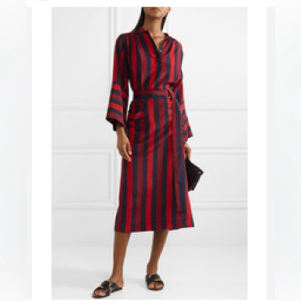 Joseph silk Vertical Striped Shirtdress midi dress red navy royal princess - Picture 3 of 11
